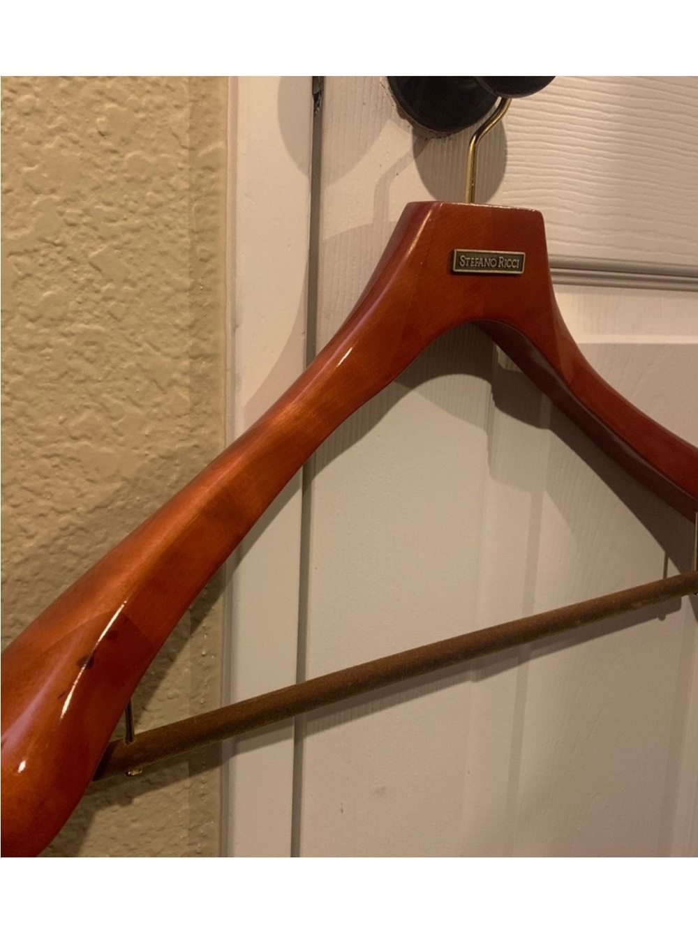 Stefano Ricci Cherry Wood Suit Hanger with Brass Badge & Brioni Hanger Set